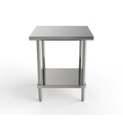 GSW Commercial Grade Flat Top Work Table with All Stainless Steel Top, Undershelf & Legs, Adjustable Bullet Feet, NSF/ETL Approved to Meet Sanitation Food Service Standard 37 (24"D x 30"L x 35"H)