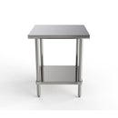 GSW Commercial Grade Flat Top Work Table with Stainless Steel Top, Galvanized Undershelf & Legs, Adjustable Bullet Feet, Perfect for Restaurant, Home, Office, Kitchen or Garage, NSF Approved (24"D x 24"L x 35"H)