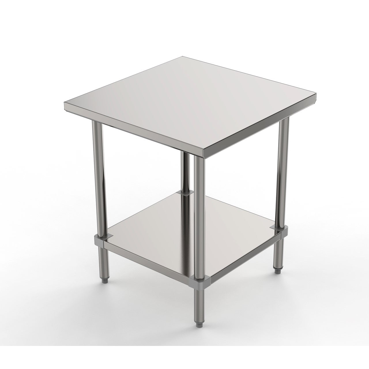 GSW Commercial Grade Flat Top Work Table with Stainless Steel Top, Galvanized Undershelf & Legs, Adjustable Bullet Feet, Perfect for Restaurant, Home, Office, Kitchen or Garage, NSF Approved (24"D x 24"L x 35"H)