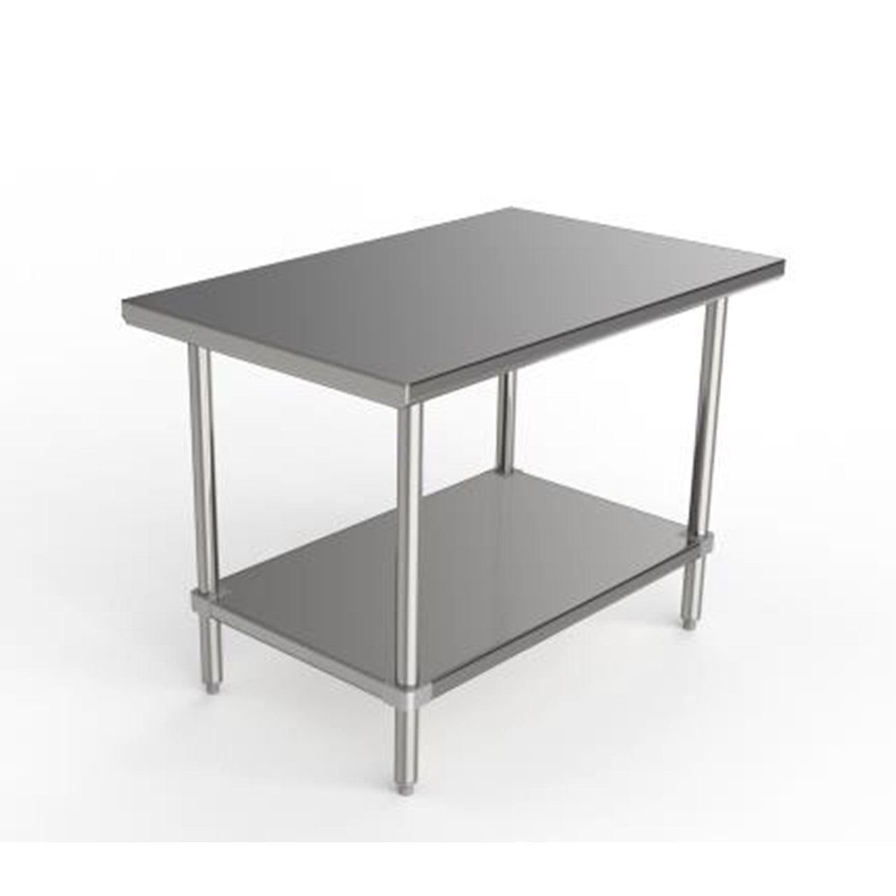 GSW Commercial Grade Flat Top Work Table with Stainless Steel Top, Galvanized Undershelf & Legs, Adjustable Bullet Feet, Perfect for Restaurant, Home, Office, Kitchen or Garage, NSF Approved (24"D x 48"L x 35"H)