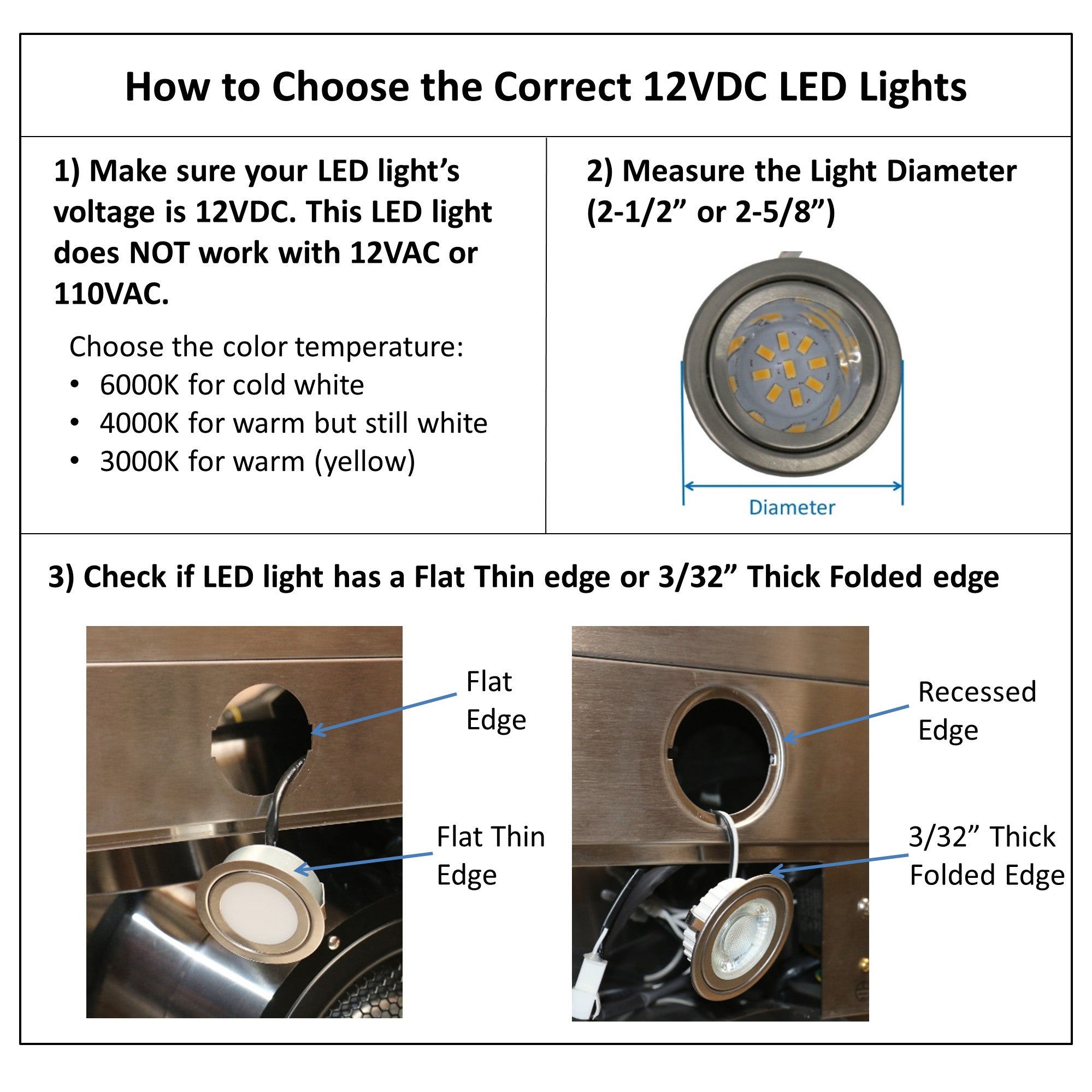 Awoco Range Hood LED light 110V to 12VDC Power Adapter for Awoco RH-UC085 and RH-UC1310 Range Hoods