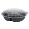 Leyso TO-B Set of 200 Black Base 2 compartment Microwavable Food Containers with Lids (24 Oz)