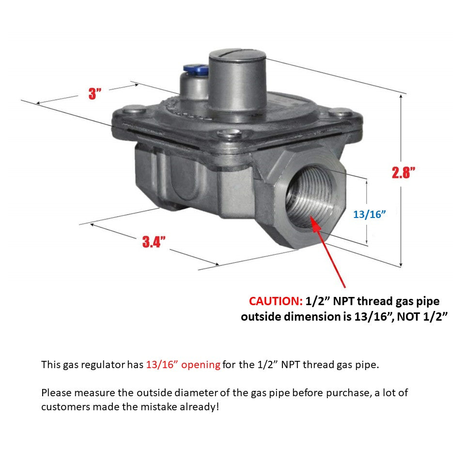 Maxitrol RV48L Liquid Propane Pressure Regulator, 1/2" FPT Thread, 13/16" In and Out Opening, 1/2 PSIG In, 5"-12" WC Out (1/2" Propane Gas LP)