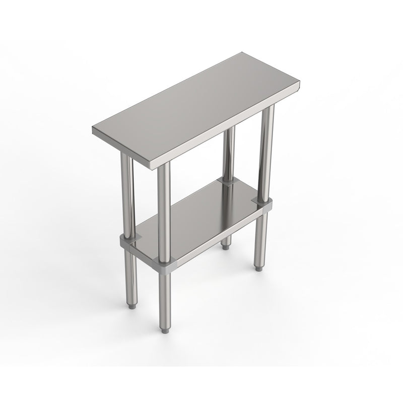 GSW Commercial Grade Flat Top Work Table with All Stainless Steel Top, Undershelf & Legs, Adjustable Bullet Feet, NSF/ETL Approved to Meet Sanitation Food Service Standard 37 (24"D x 12"L x 35"H)