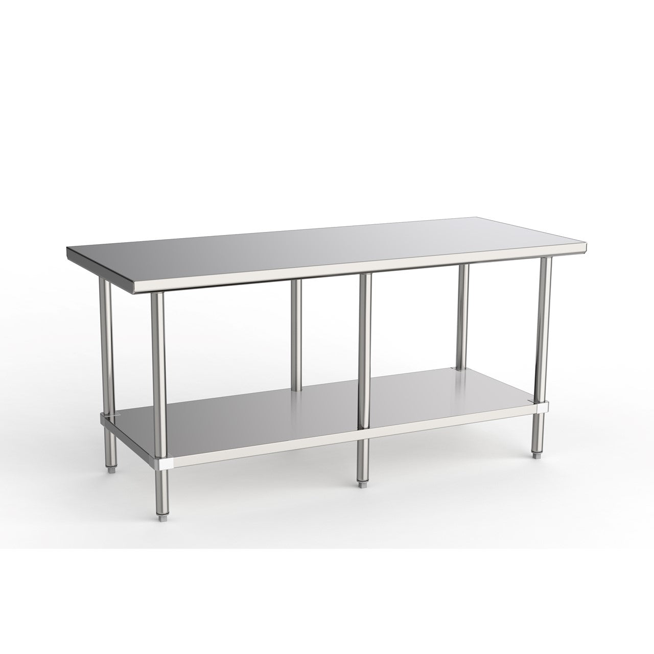 GSW Commercial Grade Flat Top Work Table with Stainless Steel Top, Galvanized Undershelf & Legs, Adjustable Bullet Feet, NSF/ETL Approved to Meet Sanitation Food Service Standard 37 (30"W x 84"L x 35"H)