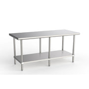 GSW Commercial Grade Flat Top Work Table with All Stainless Steel Top, Undershelf & Legs, Adjustable Bullet Feet, NSF/ETL Approved to Meet Sanitation Food Service Standard 37 (24"D x 96"L x 35"H)