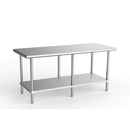 GSW Commercial Grade Flat Top Work Table with All Stainless Steel Top, Undershelf & Legs, Adjustable Bullet Feet, NSF & ETL Approved to Meet Sanitation Food Service Standard 37 (30"D x 72"L x 35"H)