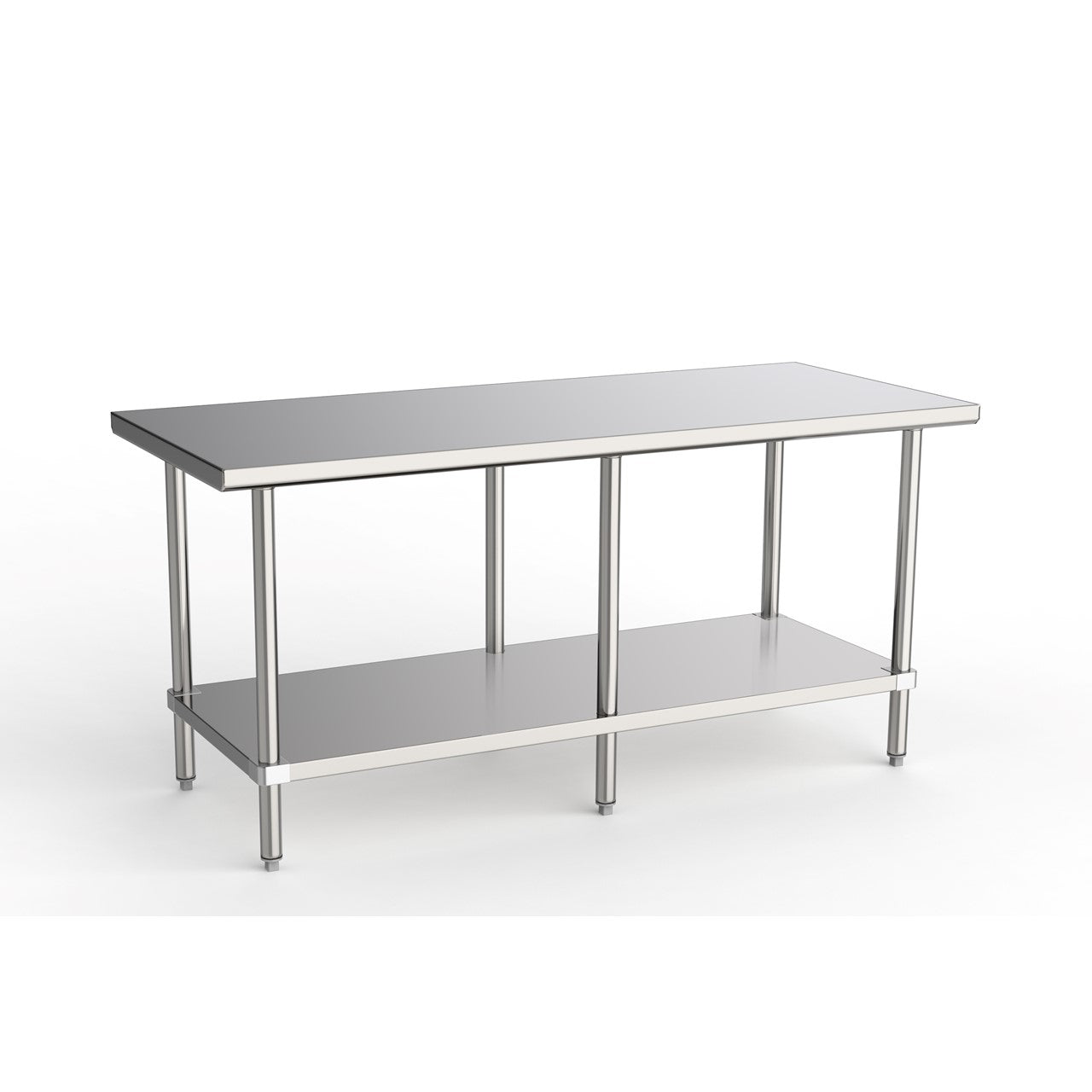 GSW Commercial Grade Flat Top Work Table with All Stainless Steel Top, Undershelf & Legs, Adjustable Bullet Feet, NSF & ETL Approved to Meet Sanitation Food Service Standard 37 (30"D x 96"L x 35"H)