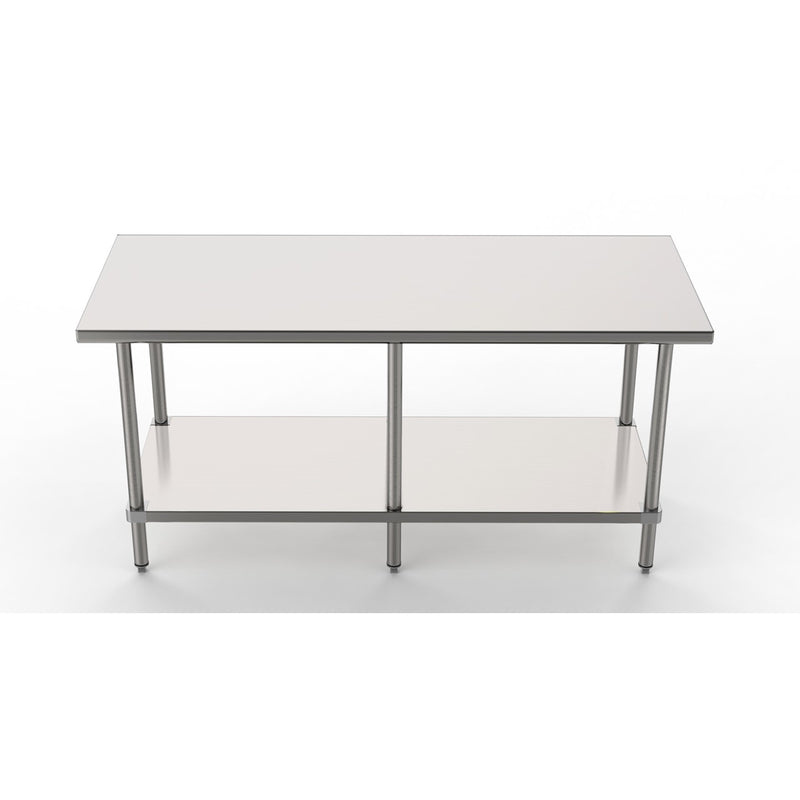 GSW Commercial Grade Flat Top Work Table with All Stainless Steel Top, Undershelf & Legs, Adjustable Bullet Feet, NSF/ETL Approved to Meet Sanitation Food Service Standard 37 (24"D x 72"L x 35"H)