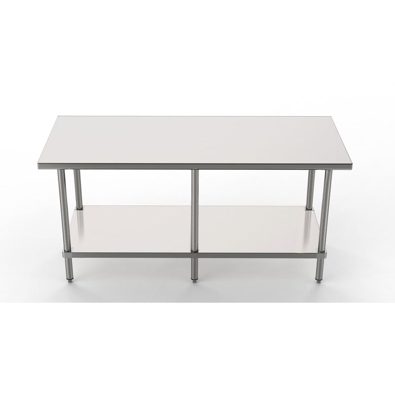GSW Commercial Grade Flat Top Work Table with All Stainless Steel Top, Undershelf & Legs, Adjustable Bullet Feet, NSF/ETL Approved to Meet Sanitation Food Service Standard 37 (24"D x 96"L x 35"H)
