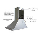 Leyso RH-WS-30 41.5”H Stainless Steel Range hood 3 Speeds, 6” Round Top Vent 760 CFM, 2 LED Lights, Baffle Filters (30" Wall Mount)
