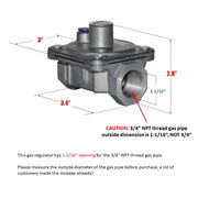 Maxitrol RV48L Liquid Propane Pressure Regulator, 3/4" FPT Thread, 1-1/16" In and Out Opening, 1/2 PSIG In, 5"-12" WC Out (3/4" Propane Gas LP)