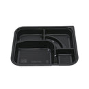 Leyso PS40-5 Black Plastic 5 Compartment Japanese Bento Box Food Container with Clear Lid