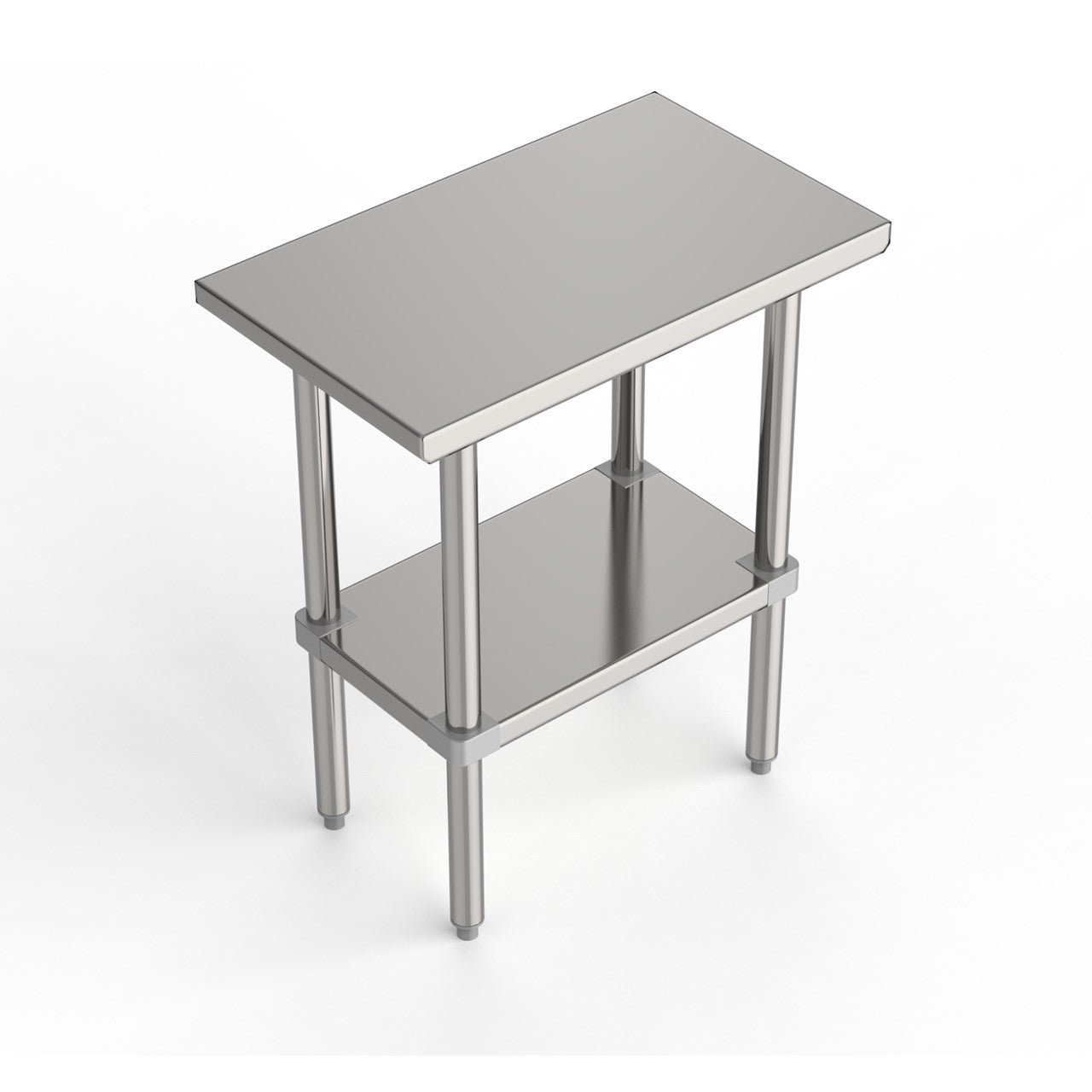 GSW Commercial Grade Flat Top Work Table with Stainless Steel Top, Galvanized Undershelf & Legs, Adjustable Bullet Feet, Perfect for Restaurant, Home, Office, Kitchen or Garage, NSF Approved (24"D x 18"L x 35"H)