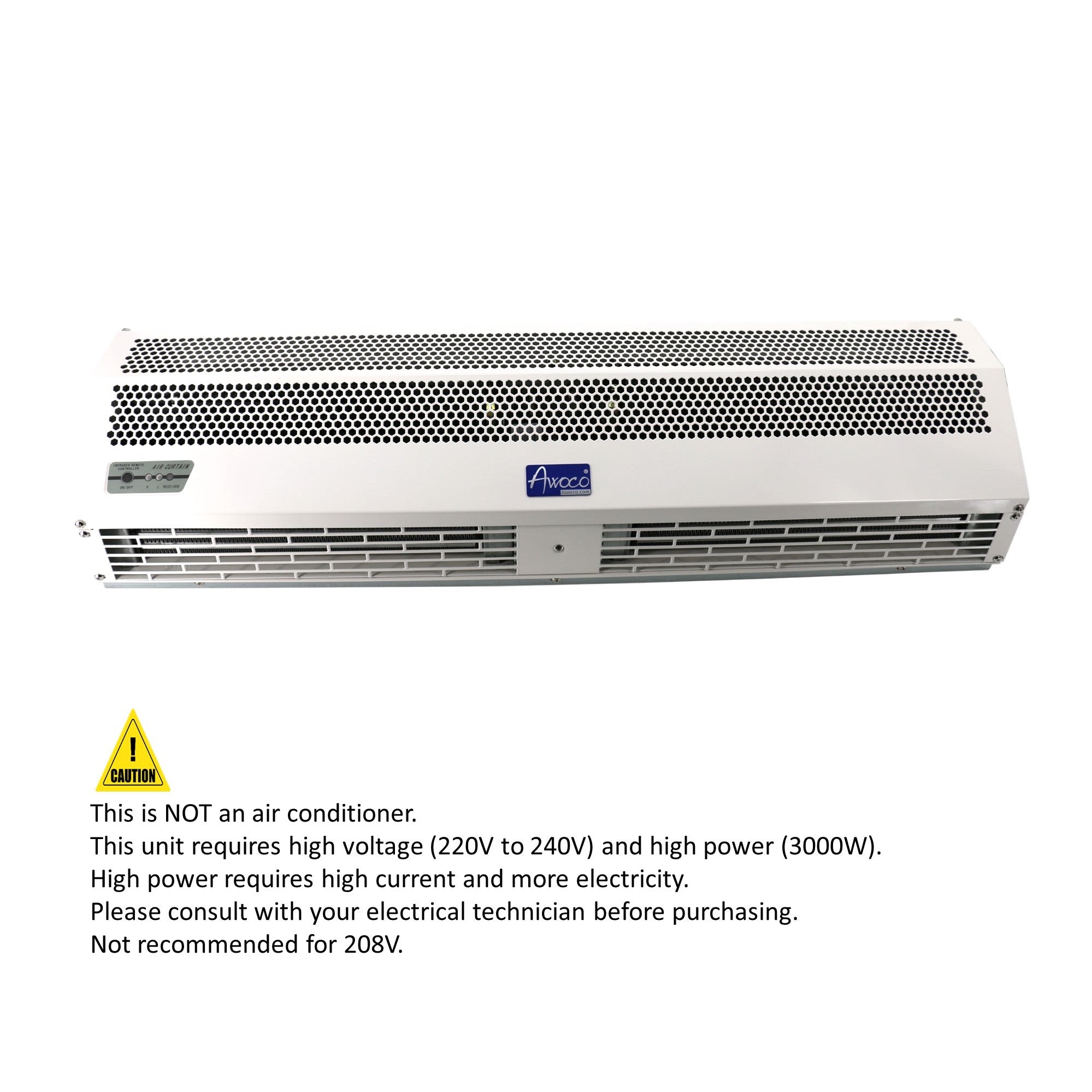 Awoco 60" 230V Heated 2 Speeds Commercial Indoor Air Curtain, CE Certified with an Easy-Install Magnetic Door Switch