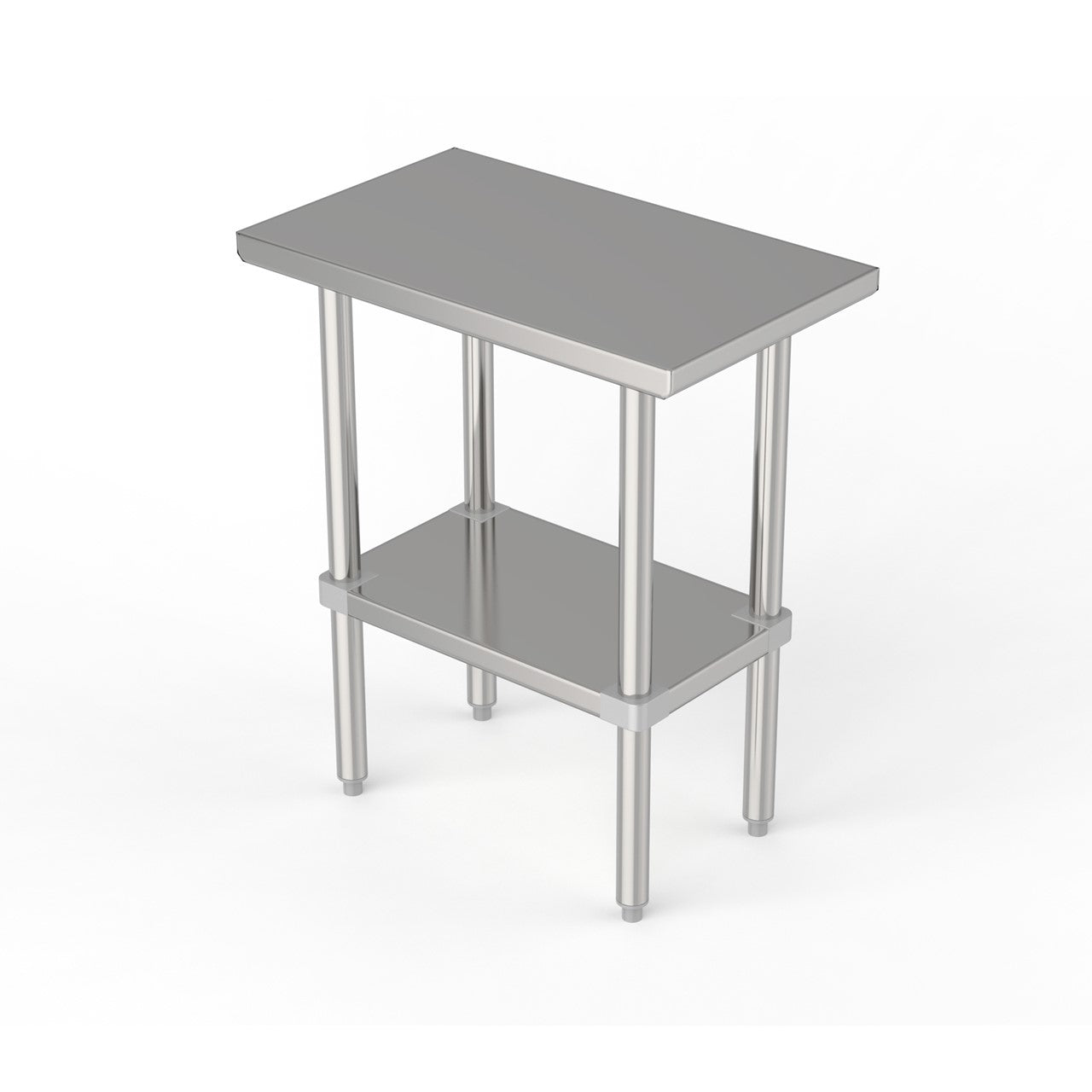 GSW Commercial Grade Flat Top Work Table with All Stainless Steel Top, Undershelf & Legs, Adjustable Bullet Feet, NSF/ETL Approved to Meet Sanitation Food Service Standard 37 (24"D x 18"L x 35"H)
