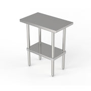 GSW Commercial Grade Flat Top Work Table with Stainless Steel Top, Galvanized Undershelf & Legs, Adjustable Bullet Feet, NSF/ETL Approved to Meet Sanitation Food Service Standard 37 (30"W x 18"L x 35"H)