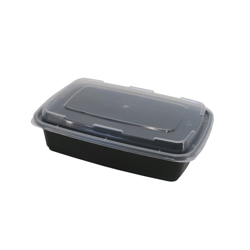 Leyso TO-JH24 24oz One Compartment Bento Box Food Container with Clear Lid - Microwave, Dishwasher Safe