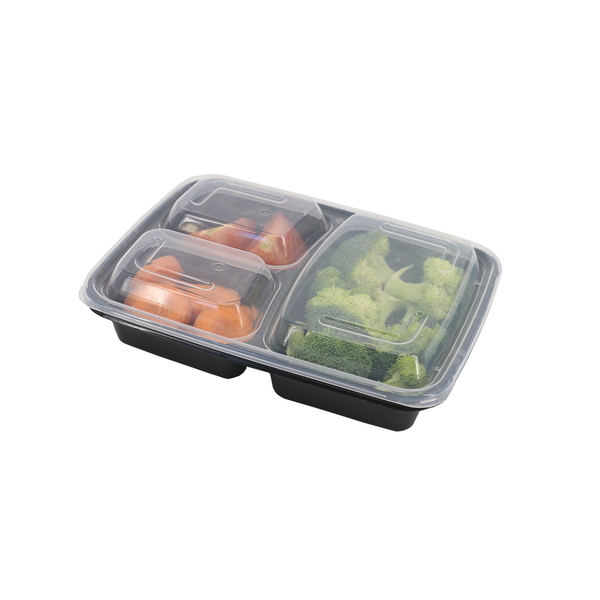 Leyso TO-JH333 33oz Three Compartments Bento Box Food Container with Clear Lid - Microwave, Dishwasher Safe