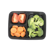 Leyso TO-JH333 33oz Three Compartments Bento Box Food Container with Clear Lid - Microwave, Dishwasher Safe