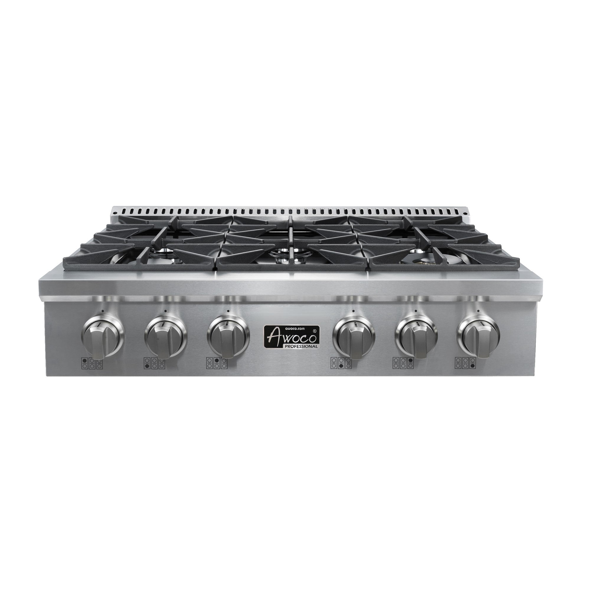 Awoco Professional 36” Stainless Steel NG / LPG Convertible Gas Rangetop with 6 Sealed Burners