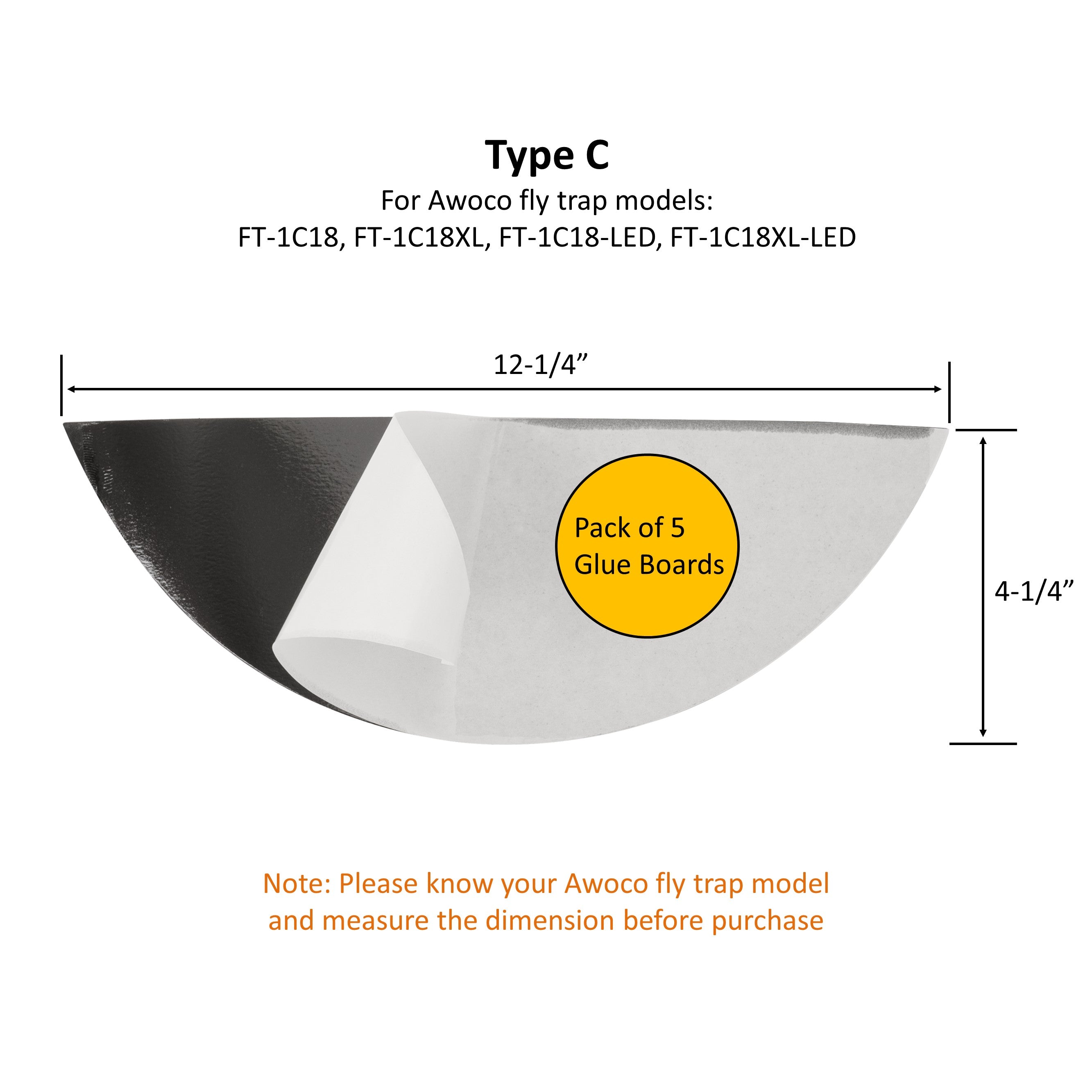 Awoco Pack of 5 Replacement Sticky Glue Boards for Sticky Fly Trap Lamp for Capturing Flying Insects, Flies, Mosquitoes, and Moths (5 Glue Boards for FT-1C18)