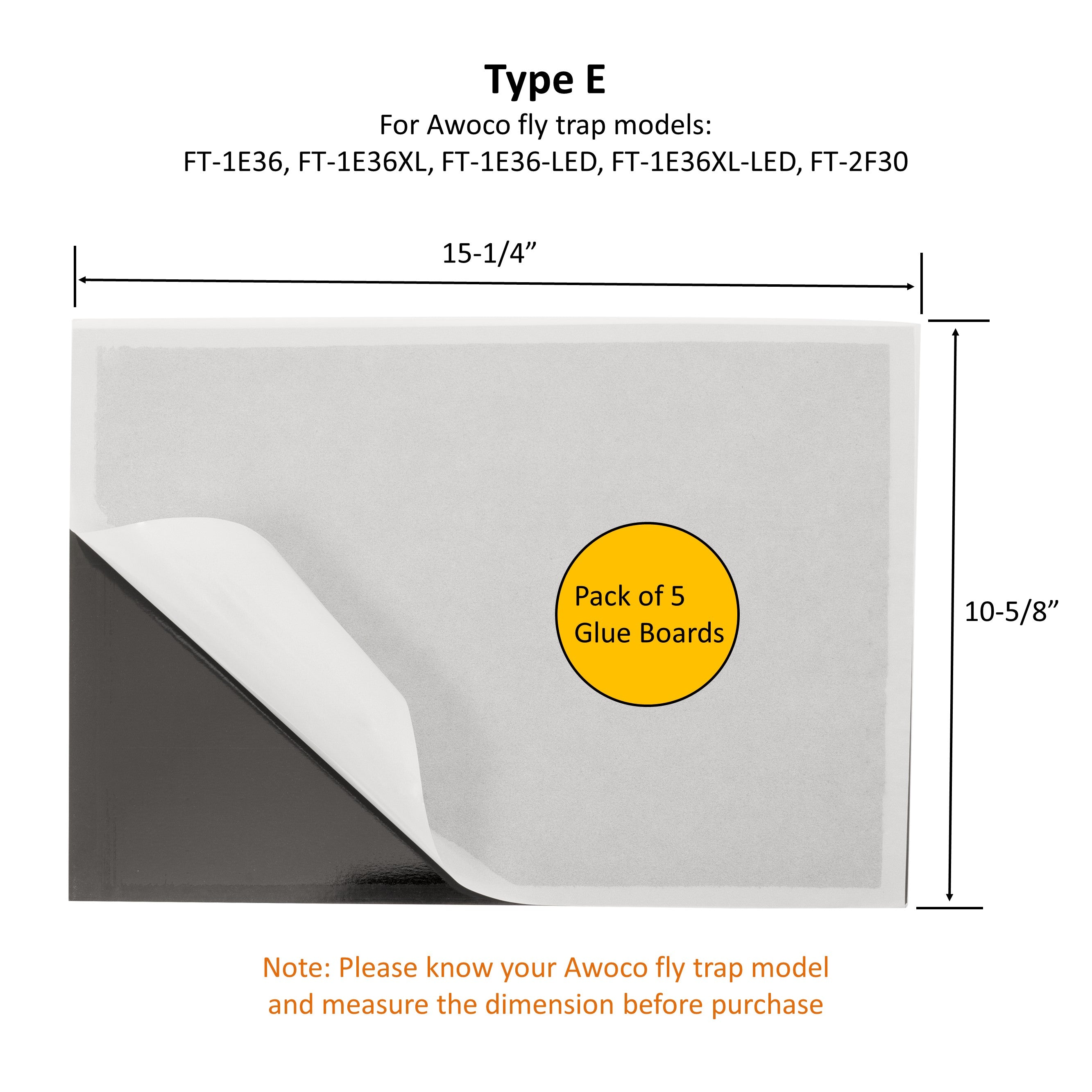 Awoco Pack of 5 Replacement Sticky Glue Boards for Wall Mount Sticky Fly Trap Lamp (5 Glue Boards for FT-1E36)