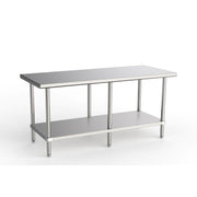 GSW Commercial Grade Flat Top Work Table with Stainless Steel Top, Galvanized Undershelf & Legs, Adjustable Bullet Feet, Perfect for Restaurant, Home, Office, Kitchen or Garage, NSF Approved (18"W x 72"L x 35"H)