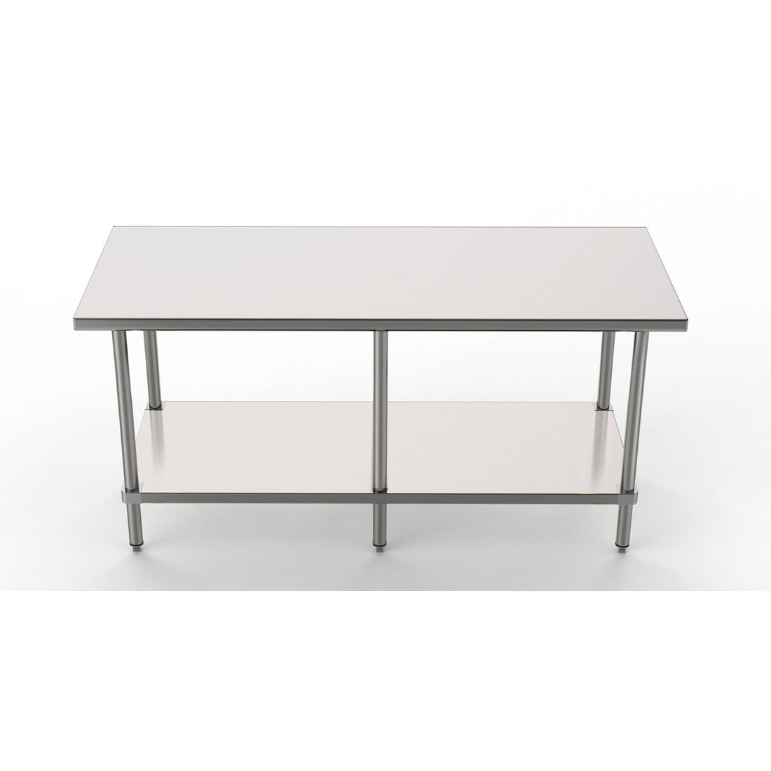 GSW Commercial Grade Flat Top Work Table with Stainless Steel Top, Galvanized Undershelf & Legs, Adjustable Bullet Feet, Perfect for Restaurant, Home, Office, Kitchen or Garage, NSF Approved (18"W x 72"L x 35"H)