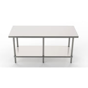 GSW Commercial Grade Flat Top Work Table with Stainless Steel Top, Galvanized Undershelf & Legs, Adjustable Bullet Feet, Perfect for Restaurant, Home, Office, Kitchen or Garage, NSF Approved (18"W x 72"L x 35"H)