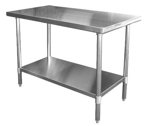 GSW Commercial Grade Flat Top Work Table with Stainless Steel Top, Galvanized Standard Undershelf & Legs NSF Approved (30"D x 60"L x 35"H)