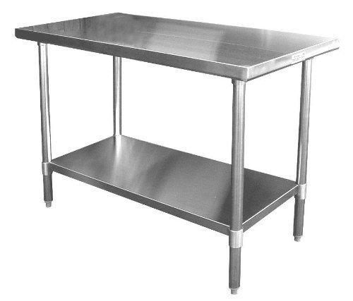 GSW Commercial Grade Flat Top Work Table with Stainless Steel Top, Galvanized Standard Undershelf & Legs NSF Approved (24"D x 24"L x 35"H)