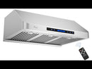 Awoco RH-S10-36E Supreme 10” High Stainless Steel Under Cabinet Range Hood 4 Speeds, 8” Round Top Vent, 1000CFM 2 LED Lights, Remote Control & External Oil Collector (36"W)