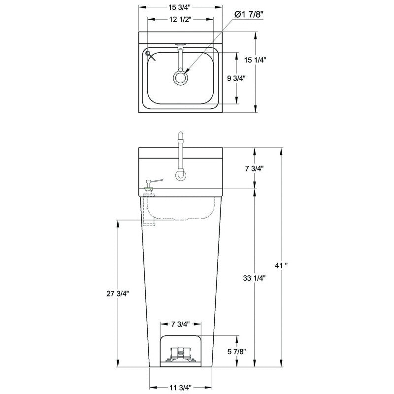 GSW Stainless Steel Hand Sink with Faucet, Foot Operated Valve and Soap Dispenser