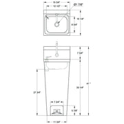 GSW Stainless Steel Hand Sink with Faucet, Foot Operated Valve and Soap Dispenser