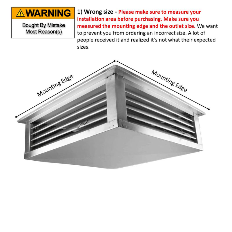 GSW 22” Stainless Steel 4-Way Adjustable Air Diffuser for Evaporative Swamp Cooler, 24” Mounting Edge (22"x22"x6")