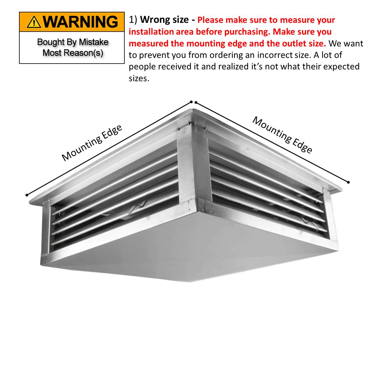 GSW 16” Stainless Steel 4-Way Adjustable Air Diffuser for Evaporative Swamp Cooler, 18” Mounting Edge (16"x16"x6")